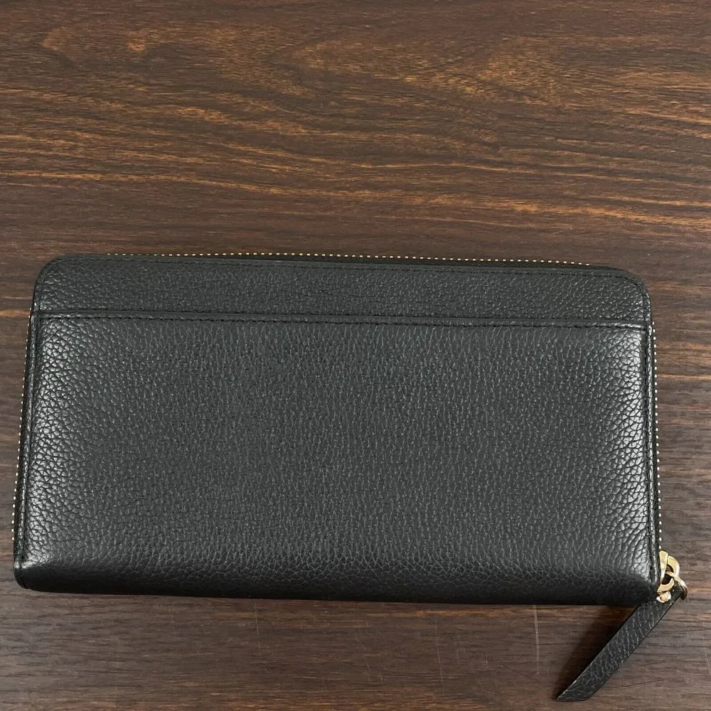 Kate Spade Wallet 7.5x4 Black Leather Zippered Card Holder Change Pouch - Picture 3 of 11
